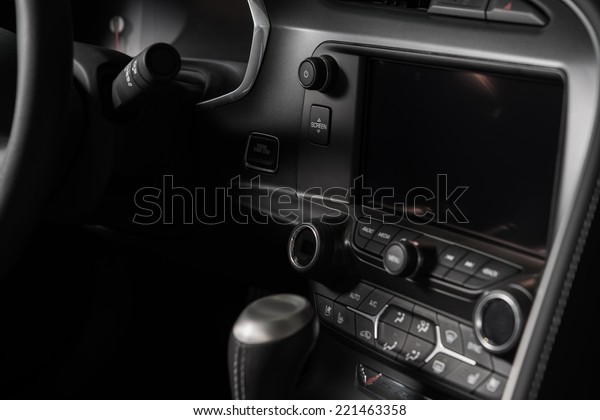 Multimedia Car Console. Modern Car Multimedia Center\
in the Center Car\
Dash