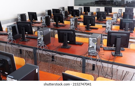 Multimedia Classroom With Computers. High Quality Photo