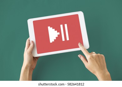 Multimedia Entertainment Play Button Interface