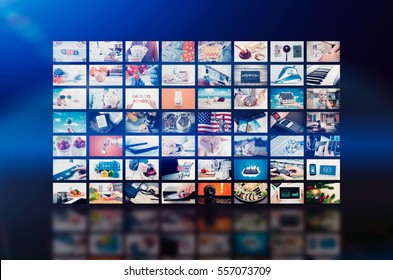 Multimedia video wall television broadcast. multimedia wall television video broadcast advertising background broadcasting concept