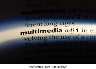 multimedia word in a dictionary. multimedia concept.