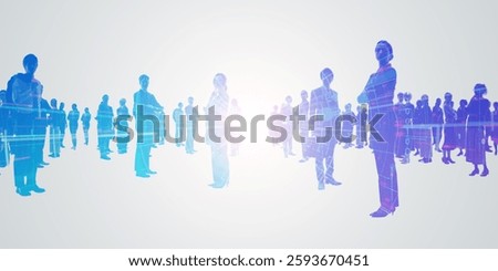 Multinational group of people and digital technology concept visual
