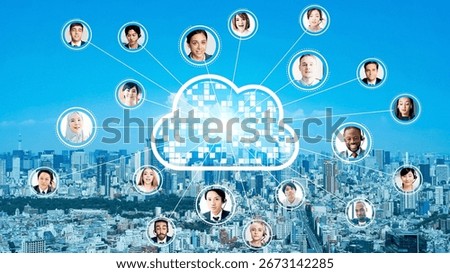 Multinational people and cloud network concept
