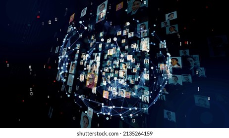 Multinational people and global communication network concept. Social media. - Shutterstock ID 2135264159
