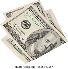 Multiple 100 Dollar Note Isolated On a White Background, One Hundred Dollar Currency Note Isolated On a White Background, USA Currency Notes PNG, USA currency Notes Clipart