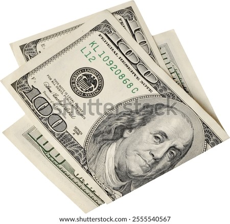Multiple 100 Dollar Note Isolated On a White Background, One Hundred Dollar Currency Note Isolated On a White Background, USA Currency Notes PNG, USA currency Notes Clipart