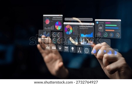Multiple analytics dashboards with charts and graphs representing marketing data, SEO insights, and performance management Parse