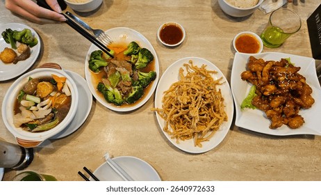 Multiple asian dish on the dining table
