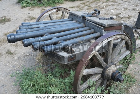 Multiple barrel firearm. A Ribauldequin, also known as a rabauld, ribault, ribaudkin, infernal machine or organ gun, was a late medieval volley gun with many small-caliber iron barrels. 