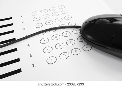 Multiple Choice Test With Computer Mouse                               