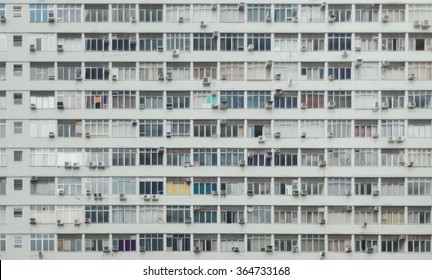 Multiple closed windows on a large building