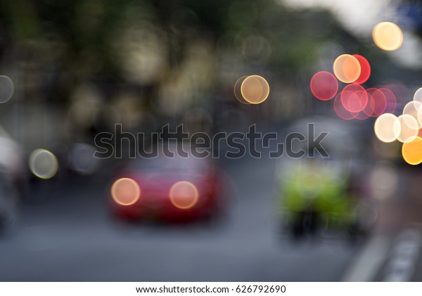 Multiple color blur car\
and  traffic light