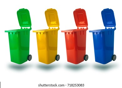 Multiple Color For Separate Type Of Waste Open Cap Plastic Trash Bin Or Recycle Bin Garbage Bin