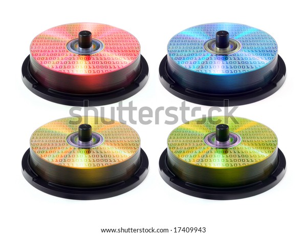 Multiple Colored Stacks Compact Disks Isolated Stock Photo 17409943 ...