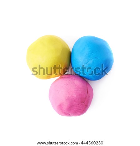 Multiple colorful plasticine balls, composition isolated over the white background
