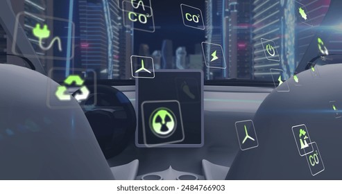 Multiple composition of green on on image call over on using notifications. Global digital interface technology and networking concept digitally generated image.