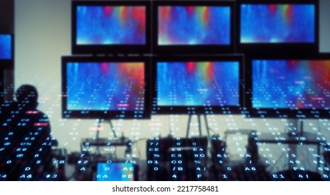 Multiple displays and digital data concept. Digital transformation.