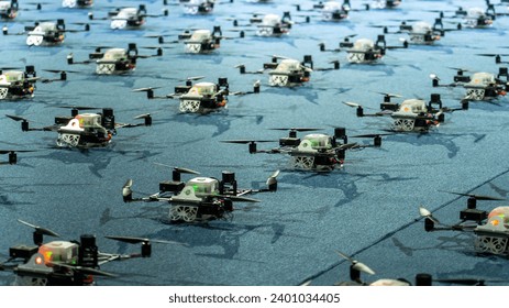 multiple drones has been arranged for a drone show during the night.