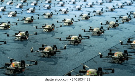 multiple drones has been arranged for a drone show during the night.