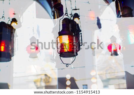 Multiple exposure image under the bridge view.  Image for background of future manipulation