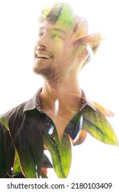 Multiple Exposure Portrait Of A Cheerful Man