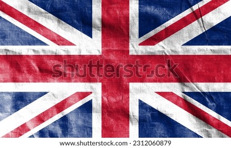 Multiple exposure of Union Jack flag. Basemap or background use. Double exposure creative hologram of the British flag.