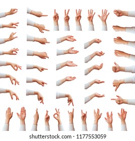 Multiple Female Caucasian Hand Gestures Isolated Stock Photo 1177553059 ...