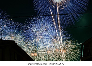 Multiple Fireworks Exploding in Vibrant Colors