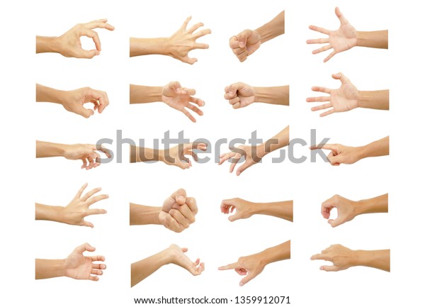 Multiple Hand Gestures Asian Man Symbol Stock Photo (Edit Now) 1359912071