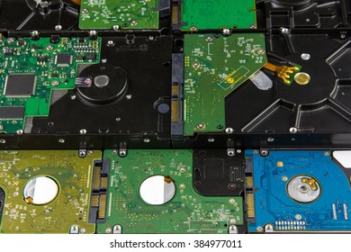 multiple hard disk drives lying close