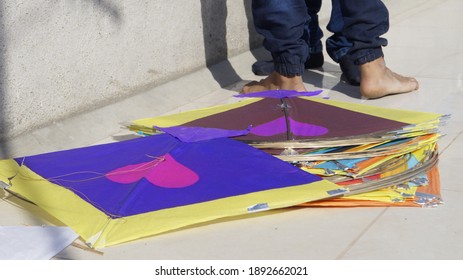 Multiple Kites On The Ground