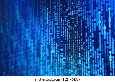 multiple layers binary code background. number one and zero in pattern moved upward.