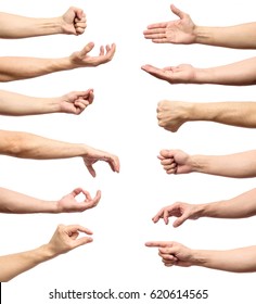 Multiple male caucasian hand gestures isolated over the white background, set of multiple images - Shutterstock ID 620614565