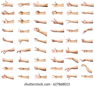 Multiple male caucasian hand gestures isolated over the white background, set of multiple images - Powered by Shutterstock