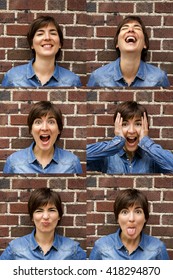 Multiple Portrait Of A Same Woman With Diferente Expresisons