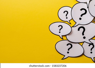 Multiple Question Marks In Speech Bubbles With Copy Space