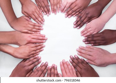 Multiple Race Hand Heart White Background Hands With Arms