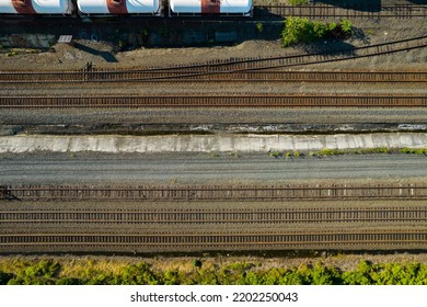 Multiple Railroad Tracks From Above