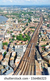 Multiple Rails Near London Bridge Station Station Viewed From Above