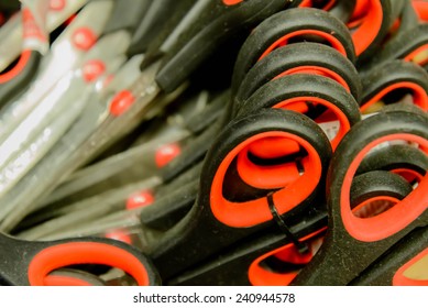 multiple red handle scissors