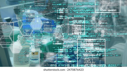 Multiple screens displaying various programming codes overlap in busy composition. Bright colors and digital effects enhance technological feel - Powered by Shutterstock