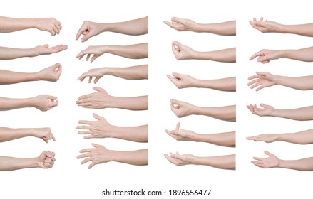 Multiple set of man hands gestures isolated on white background. with clipping path. - Shutterstock ID 1896556477