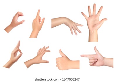 Multiple Set Woman Hands Gesturing Isolated Stock Photo 1647003247 ...