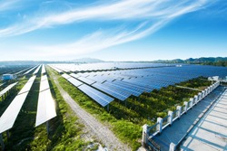Multiple solar panels, pollution-free green energy base., an Industrial Photo by Wang An Qi