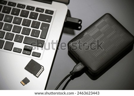 Multiple storage devices, pendrive, memory cards. Storage media concept