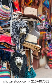 Multiple Styles Of Peruvian Hats At A Local Market In Cusco, Peru.