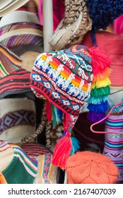 Multiple Styles Of Peruvian Hats At A Local Market In Cusco, Peru.
