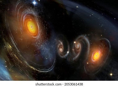 Multiple Universe Of Black Holes.  Elements Of This Image Furnished By NASA.