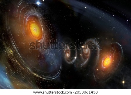 Multiple universe of black holes.  Elements of this image furnished by NASA.