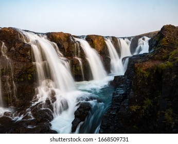 Multiple Waterfalls In The North Of Iceland